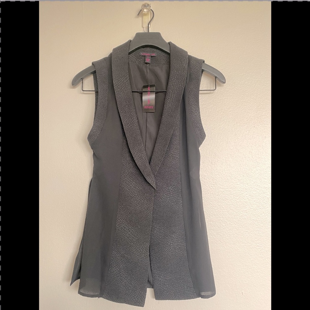 Material Girl Sheer Split Sides Textured Vest